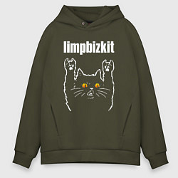 Толстовка оверсайз мужская Limp Bizkit rock cat, цвет: хаки