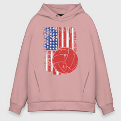 Толстовка оверсайз мужская Волейбол США, цвет: пыльно-розовый