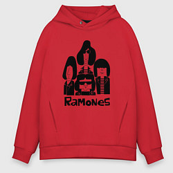 Толстовка оверсайз мужская Ramones панк рок группа, цвет: красный