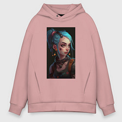 Толстовка оверсайз мужская Jinx art Arcane League of Legends, цвет: пыльно-розовый