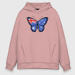 Толстовка оверсайз мужская Австралия бабочка, цвет: пыльно-розовый