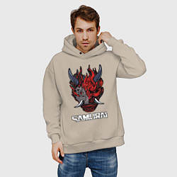 Толстовка оверсайз мужская Samurai logo, цвет: миндальный — фото 2