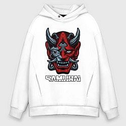 Толстовка оверсайз мужская Samurai mask, цвет: белый
