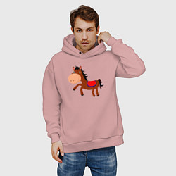 Толстовка оверсайз мужская Добрейшая лошадка, цвет: пыльно-розовый — фото 2
