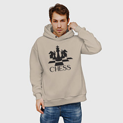 Толстовка оверсайз мужская Chess play, цвет: миндальный — фото 2