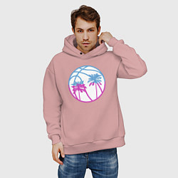 Толстовка оверсайз мужская Miami beach, цвет: пыльно-розовый — фото 2