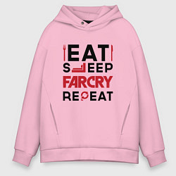 Толстовка оверсайз мужская Надпись: eat sleep Far Cry repeat, цвет: светло-розовый