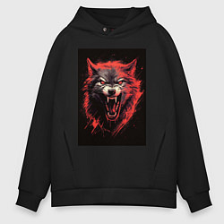 Толстовка оверсайз мужская Red wolf, цвет: черный