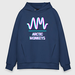 Толстовка оверсайз мужская Arctic Monkeys glitch rock, цвет: тёмно-синий