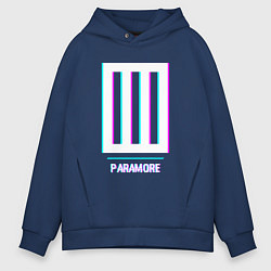Толстовка оверсайз мужская Paramore glitch rock, цвет: тёмно-синий