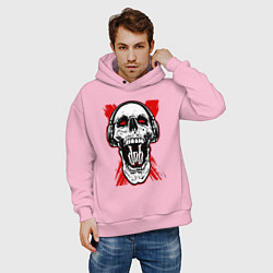 Толстовка оверсайз мужская DnB skull, цвет: светло-розовый — фото 2