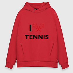 Толстовка оверсайз мужская I Love Tennis, цвет: красный