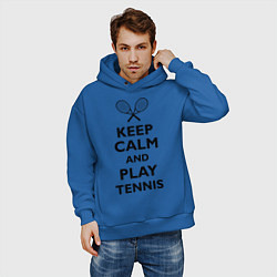 Толстовка оверсайз мужская Keep Calm & Play tennis цвета синий — фото 2