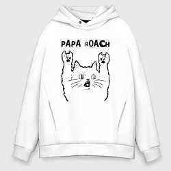 Толстовка оверсайз мужская Papa Roach - rock cat, цвет: белый