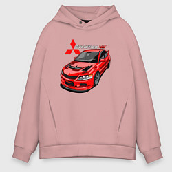 Толстовка оверсайз мужская Lancer Evolution 8, цвет: пыльно-розовый