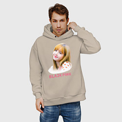 Толстовка оверсайз мужская Lisa Blackpink, цвет: миндальный — фото 2