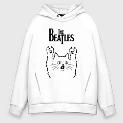 Толстовка оверсайз мужская The Beatles - rock cat, цвет: белый