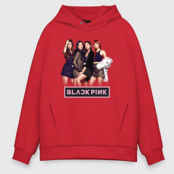 Толстовка оверсайз мужская Rose Blackpink kpop, цвет: красный