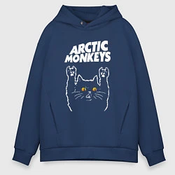 Толстовка оверсайз мужская Arctic Monkeys rock cat, цвет: тёмно-синий