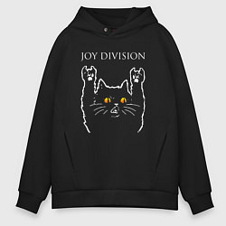 Толстовка оверсайз мужская Joy Division rock cat, цвет: черный
