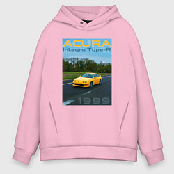 Толстовка оверсайз мужская Honda Acura Integra Type-R обложка, цвет: светло-розовый