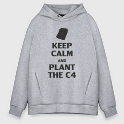 Толстовка оверсайз мужская Plant c4 - Counter Strike meme, цвет: меланж