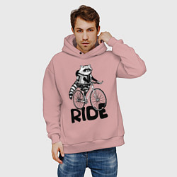 Толстовка оверсайз мужская Raccoon ride, цвет: пыльно-розовый — фото 2