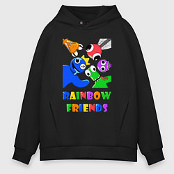 Толстовка оверсайз мужская Rainbow Friends персонажи, цвет: черный