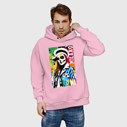 Толстовка оверсайз мужская Skeleton fashionista - Milano - pop art, цвет: светло-розовый — фото 2