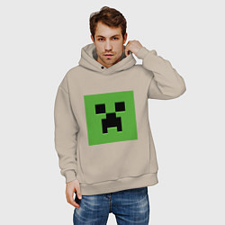 Толстовка оверсайз мужская Minecraft creeper face, цвет: миндальный — фото 2