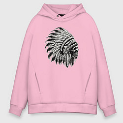 Толстовка оверсайз мужская Индеец шаман, цвет: светло-розовый