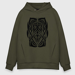 Толстовка оверсайз мужская Tribal Abstract Mask, цвет: хаки
