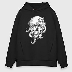 Толстовка оверсайз мужская Skull octopus, цвет: черный