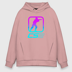 Толстовка оверсайз мужская КС 2 неоновый, цвет: пыльно-розовый