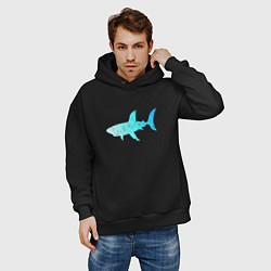 Толстовка оверсайз мужская Акула лазурный градиент цвета моря, цвет: черный — фото 2