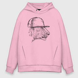 Толстовка оверсайз мужская Дикая кошка репер, цвет: светло-розовый