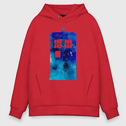 Толстовка оверсайз мужская Space tardis, цвет: красный