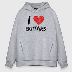 Толстовка оверсайз мужская Люблю гитары, цвет: меланж