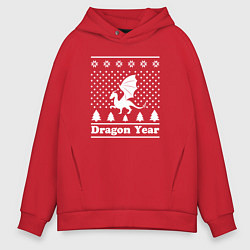 Толстовка оверсайз мужская Sweater dragon year, цвет: красный