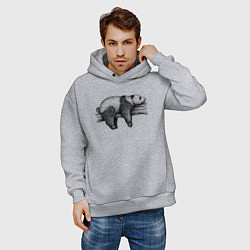 Толстовка оверсайз мужская Панда отдыхает на дереве, цвет: меланж — фото 2