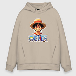 Толстовка оверсайз мужская Монки д Луффи one piece, цвет: миндальный