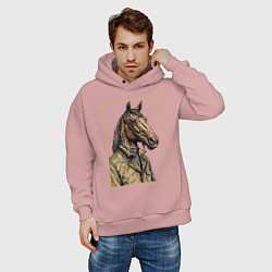 Толстовка оверсайз мужская Конь в бежевом пальто, цвет: пыльно-розовый — фото 2