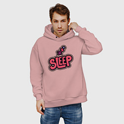 Толстовка оверсайз мужская Sleep, цвет: пыльно-розовый — фото 2