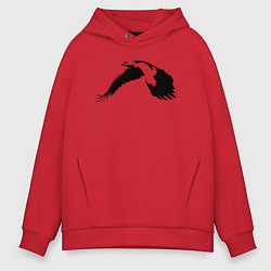 Толстовка оверсайз мужская Орёл в полёте трафарет, цвет: красный