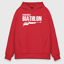 Толстовка оверсайз мужская Biathlon - снайпер, цвет: красный