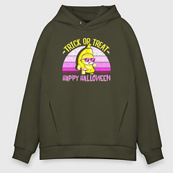 Толстовка оверсайз мужская Trick or treat happy halloween, цвет: хаки