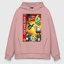 Толстовка оверсайз мужская Earth worm jim 2 cover, цвет: пыльно-розовый