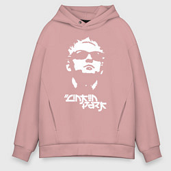 Толстовка оверсайз мужская Linkin Park - Chester head, цвет: пыльно-розовый