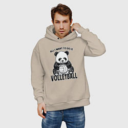 Толстовка оверсайз мужская Panda volleyball, цвет: миндальный — фото 2