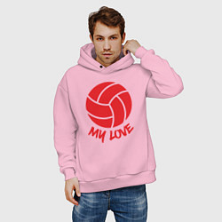 Толстовка оверсайз мужская Volleyball my love, цвет: светло-розовый — фото 2